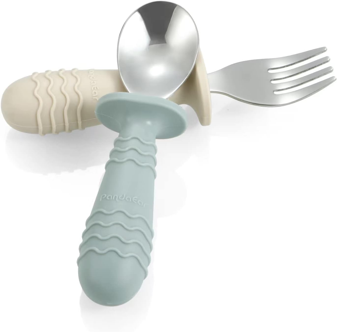 Cuchara y tenedor de silicona de acero inoxidable