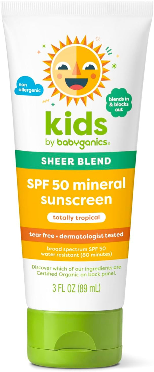 Protector solar mineral SPF 50- mezcla transparente, protección UVA UVB - Resistente al agua - 3 OZ