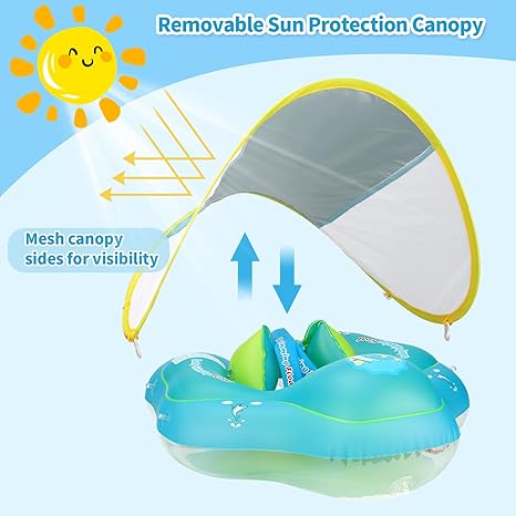 Flotador inflable para bebés con capa para protección solar