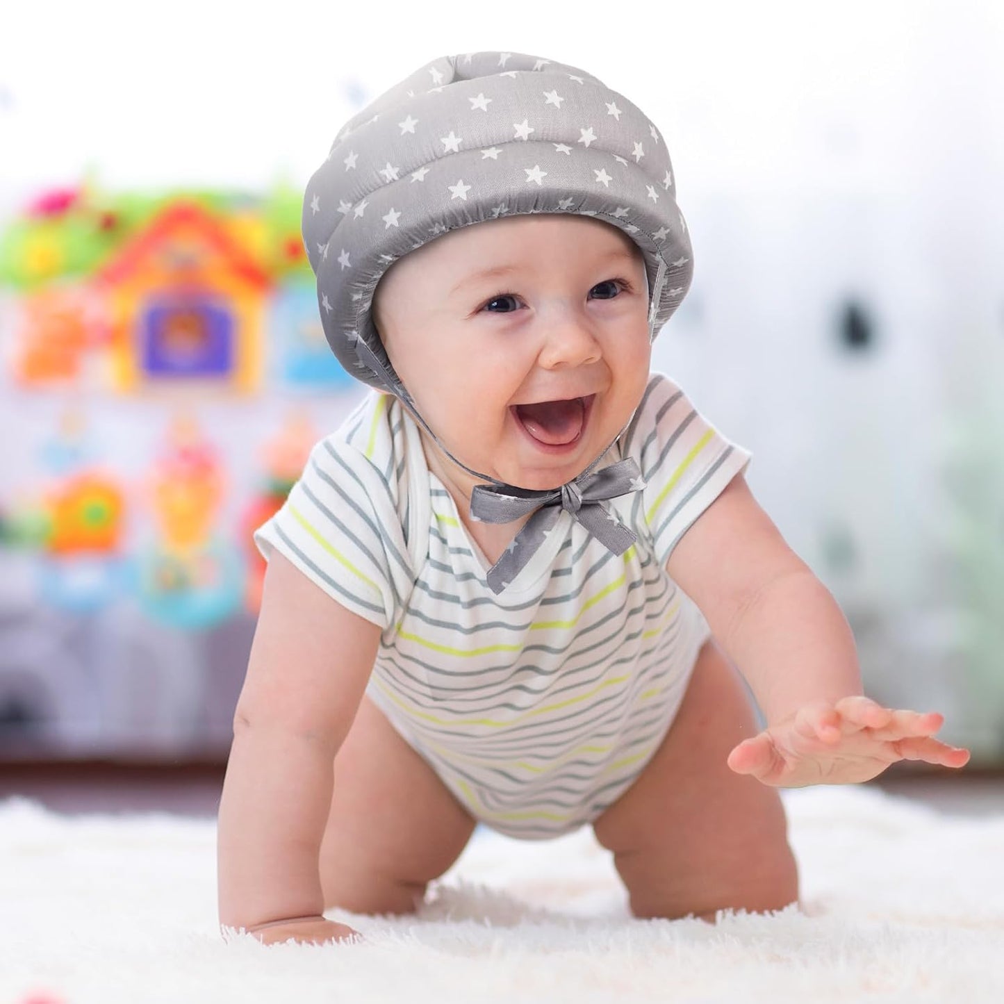 Casco y protector de cabeza ajustable con rodilleras