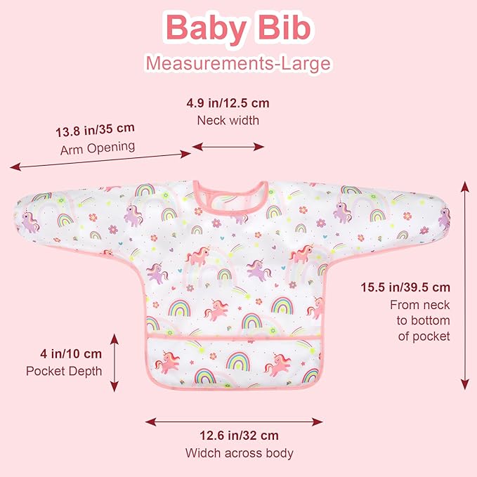 Babero de manga larga impermeables para bebés de 6 - 36 m